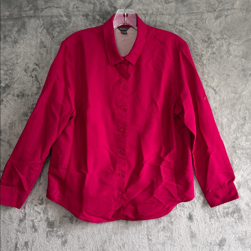 Eddie Bauer Women's Med Blouse outdoor button up fishing vented pink